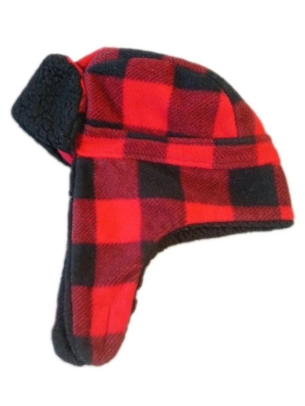 Baby Gap Size XS Todder Childrens Trappers Hat Red Black Buffalo Plaid Fleece